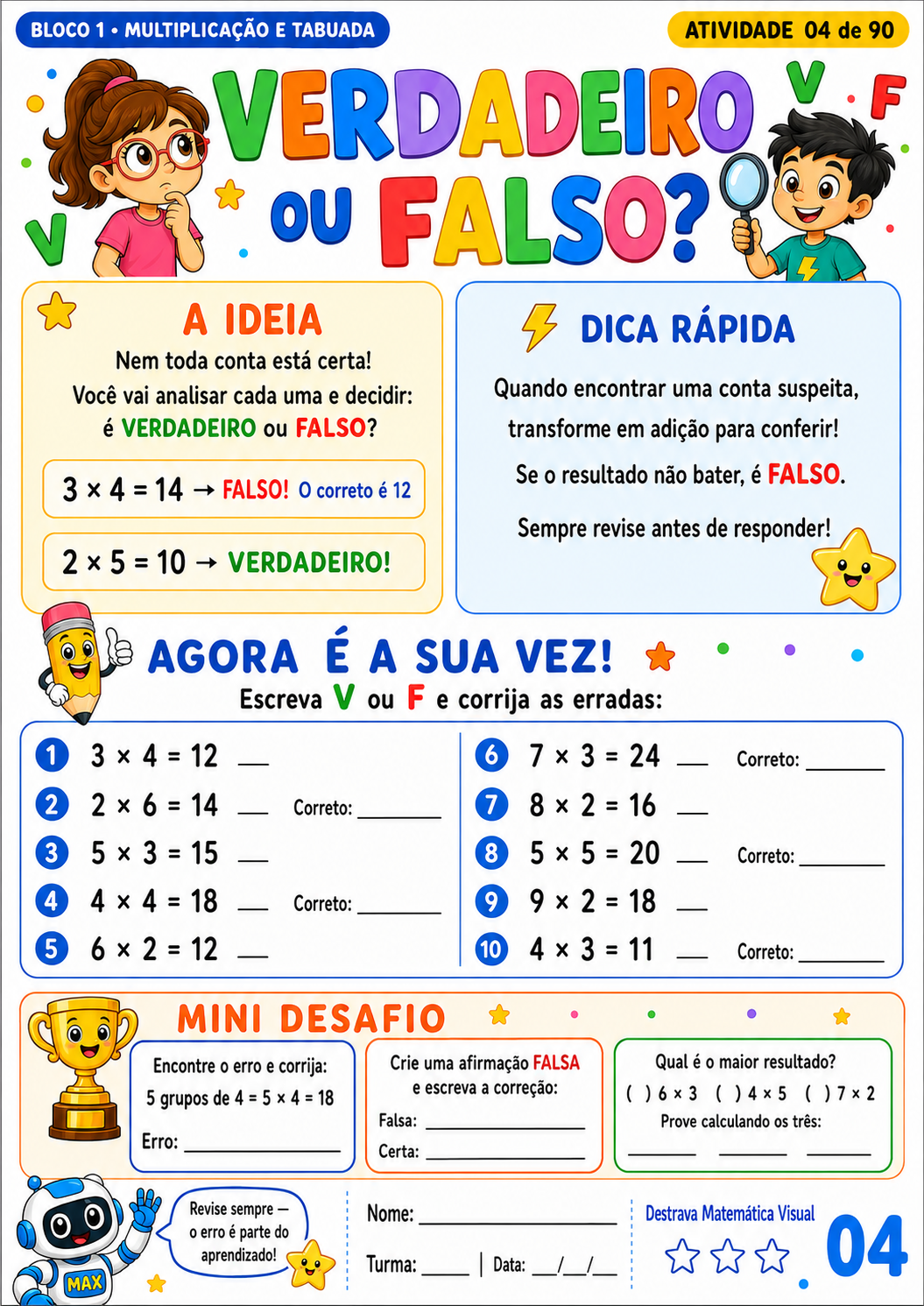 Atividade Verdadeiro ou Falso