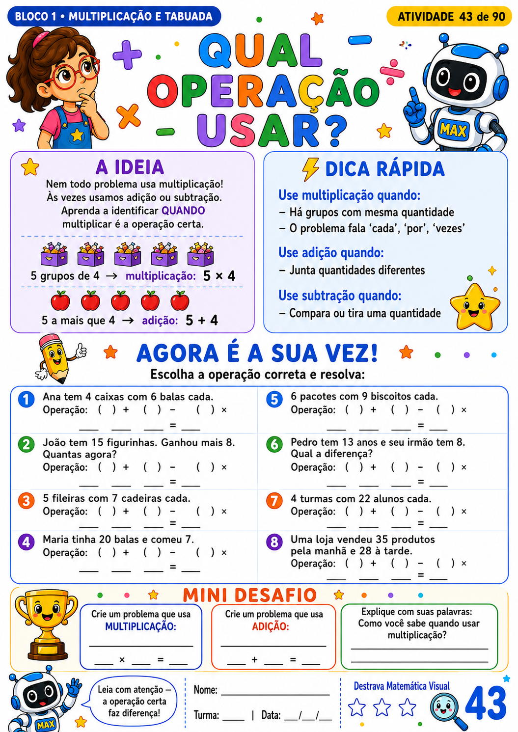 Atividade Qual Operação Usar